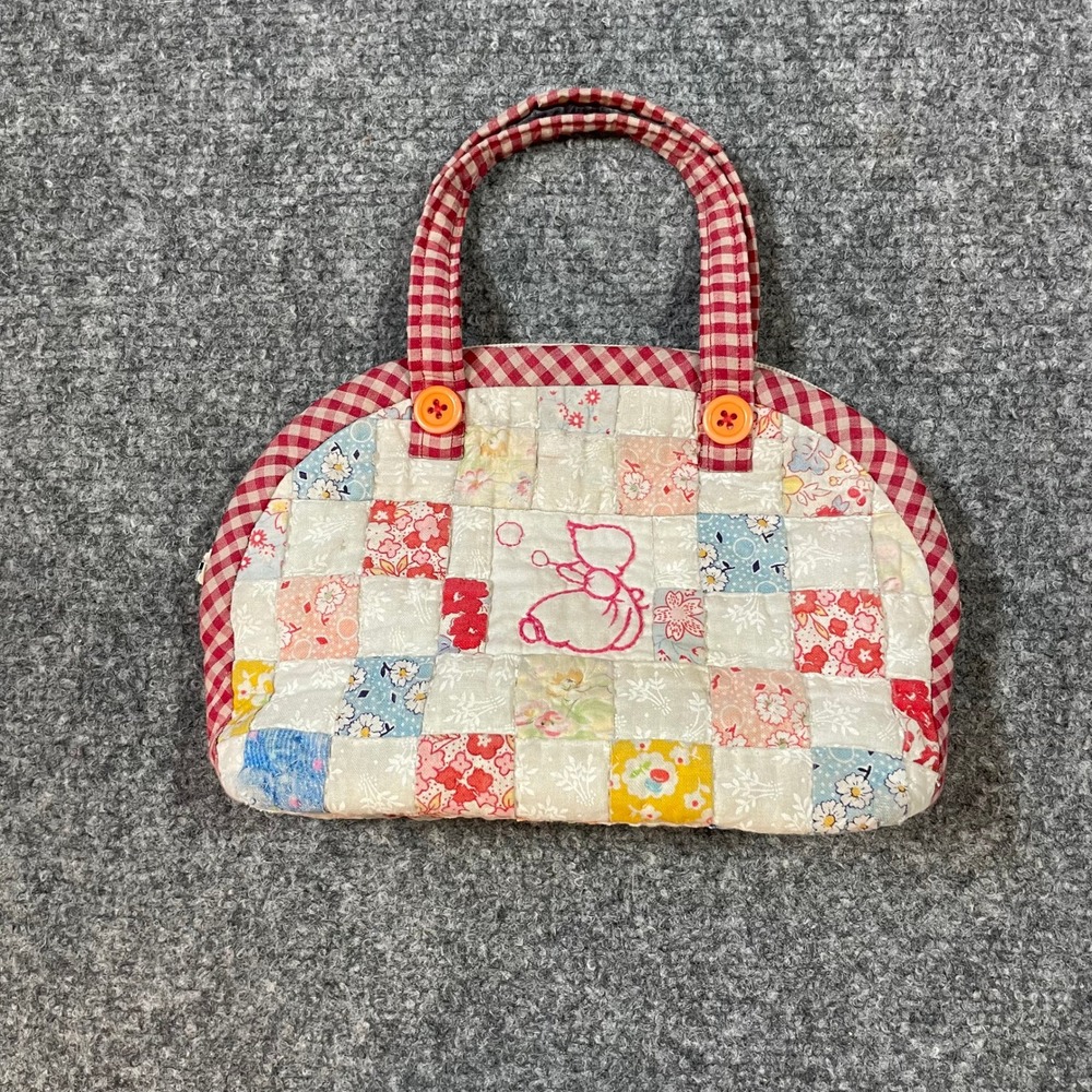 Handmade Patchwork Handbag Women Small Multicolor Sunbonnet Sue Quilted Gingham